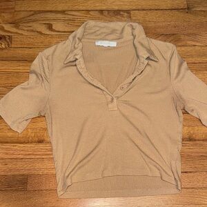 Tan Ribbed Women's Crop Top